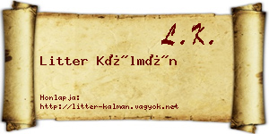 Litter Kálmán névjegykártya